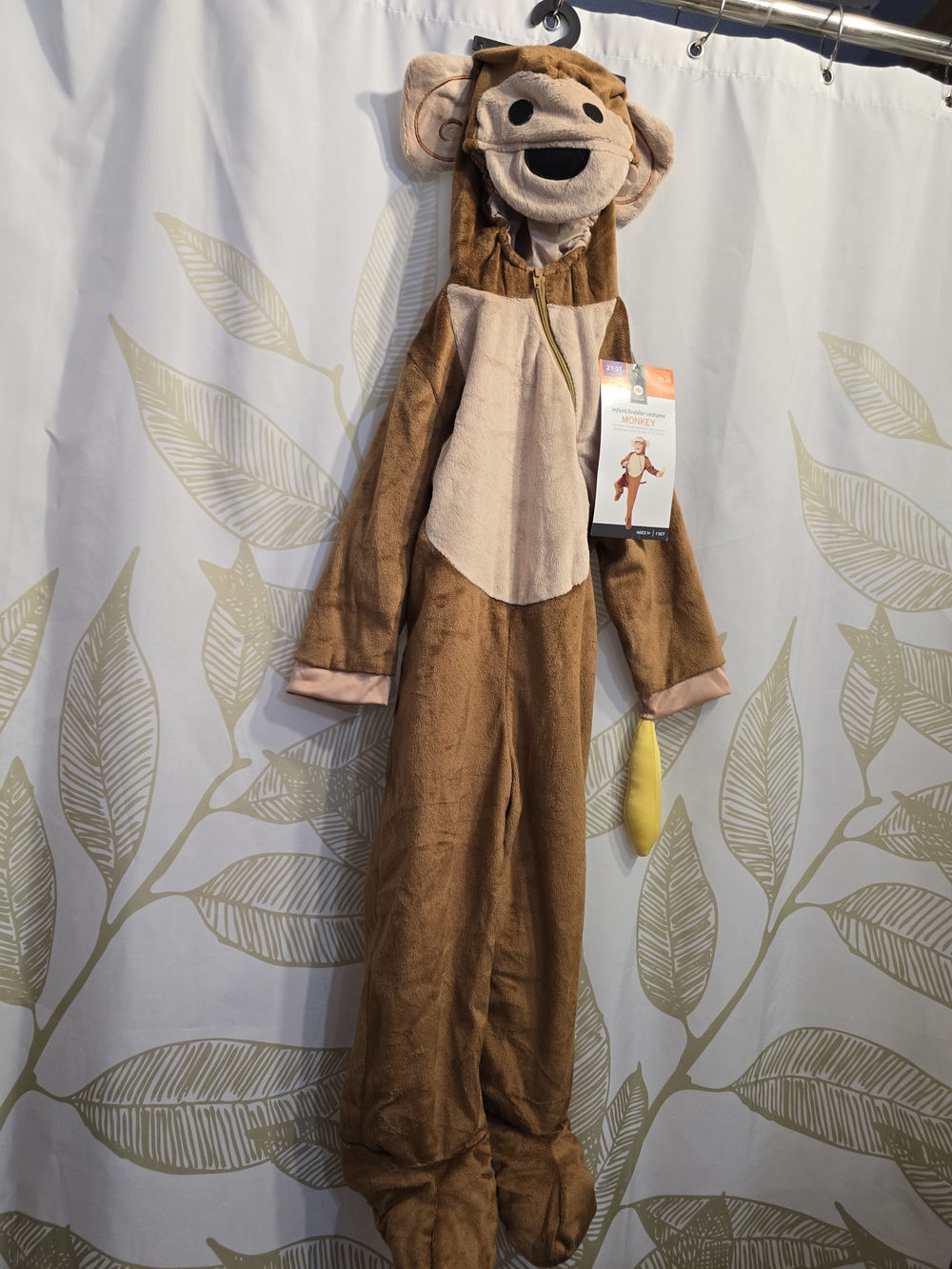 Kids Monkey Costume Brown Hooded Jumpsuit
